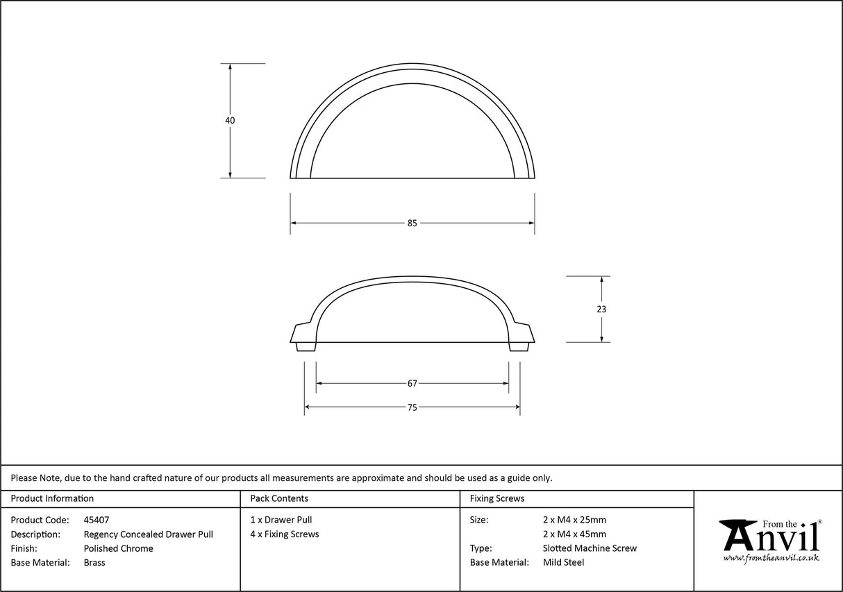 From The Anvil - Polished Chrome Regency Concealed Drawer Pull | Sku. 45407 | Trade Door Handles.
