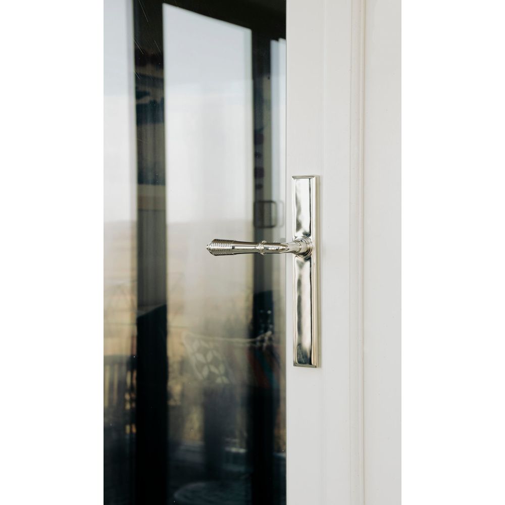 From The Anvil - Polished Nickel Reeded Slimline Lever Espag. Latch Set | Sku. 45425 | Trade Door Handles.