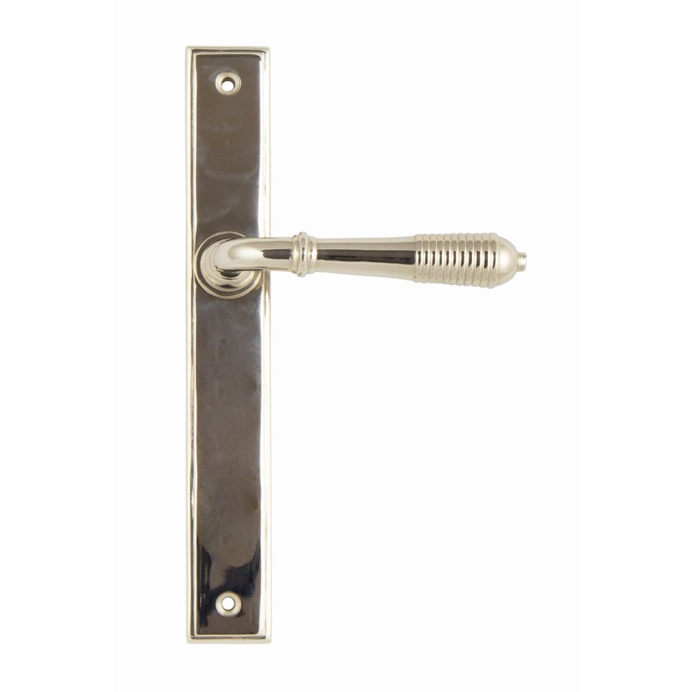 From The Anvil - Polished Nickel Reeded Slimline Lever Espag. Latch Set | Sku. 45425 | Trade Door Handles.