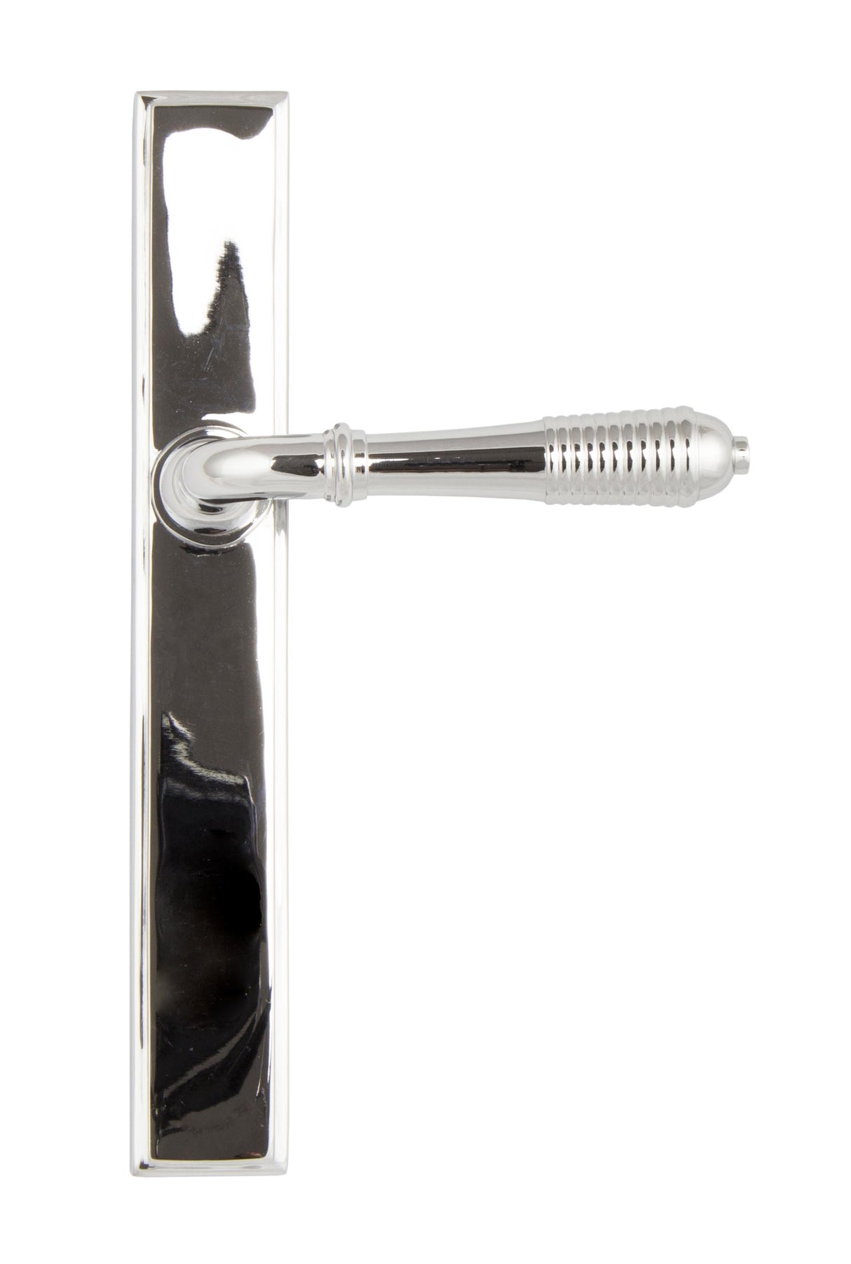 From The Anvil - Polished Chrome Reeded Slimline Lever Espag. Latch Set | Sku. 45426 | Trade Door Handles.