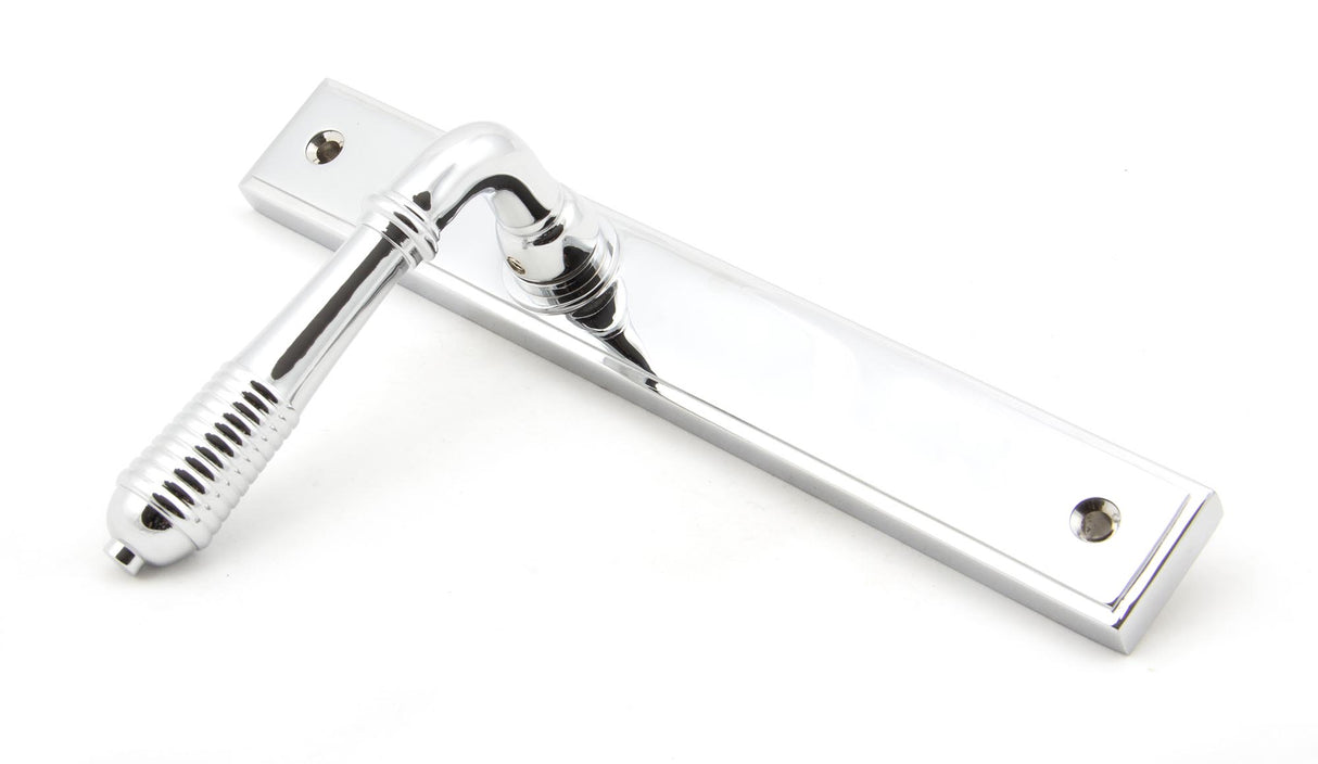 From The Anvil - Polished Chrome Reeded Slimline Lever Espag. Latch Set | Sku. 45426 | Trade Door Handles.