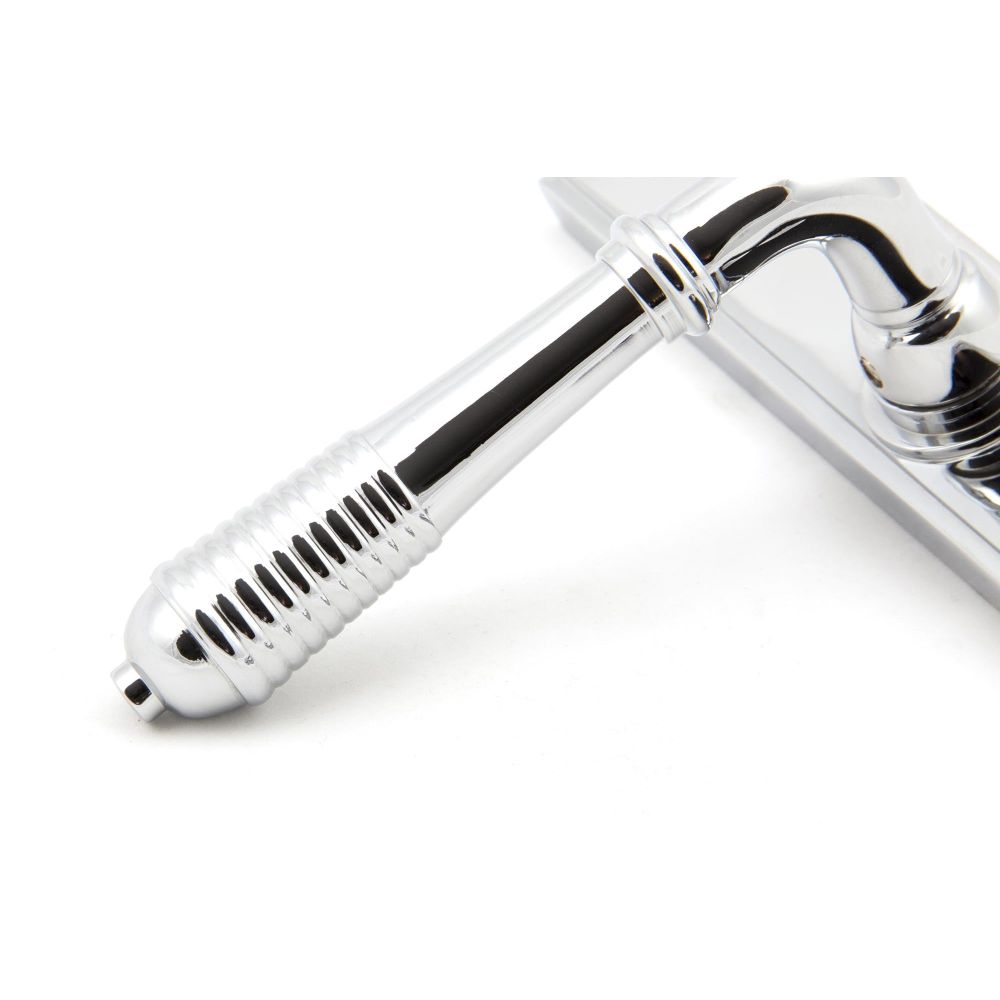 From The Anvil - Polished Chrome Reeded Slimline Lever Espag. Latch Set | Sku. 45426 | Trade Door Handles.