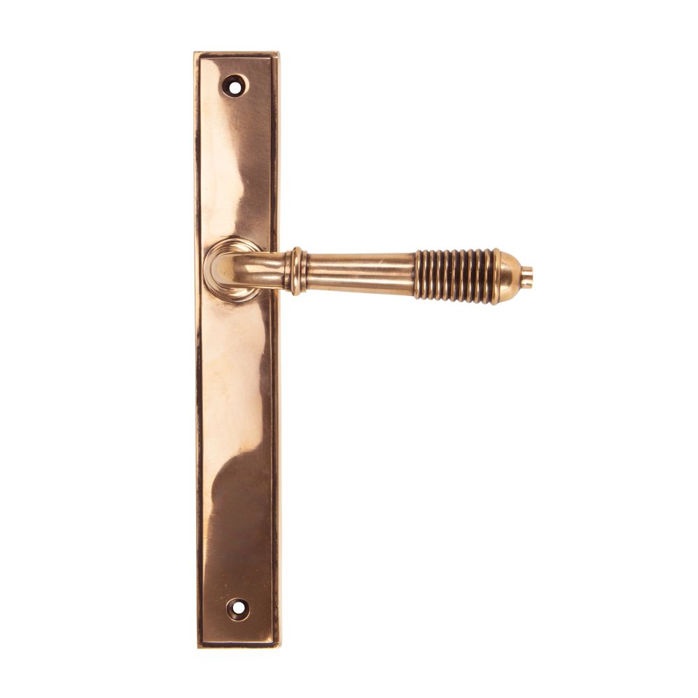 From The Anvil - Polished Bronze Reeded Slimline Lever Espag. Latch Set | Sku. 45428 | Trade Door Handles.