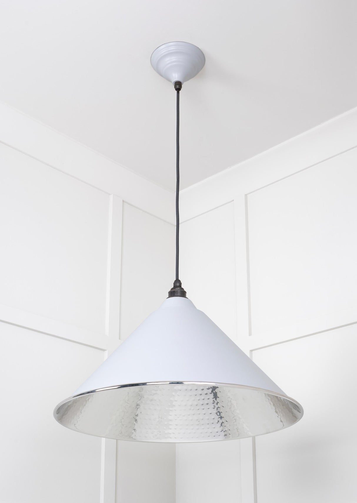 From The Anvil - Hammered Nickel Hockley Pendant in Birch | Sku. 45433BI | Trade Door Handles.