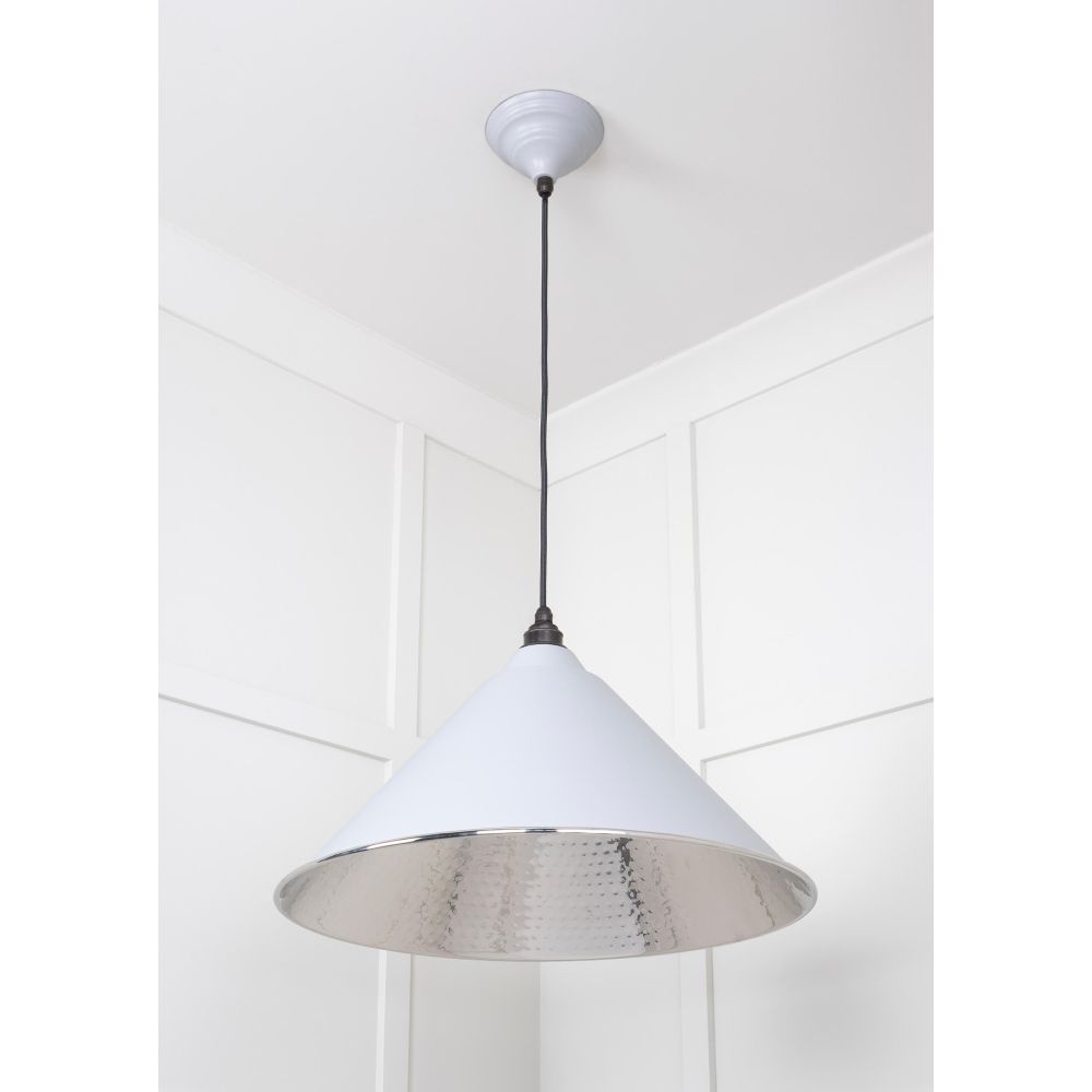 From The Anvil - Hammered Nickel Hockley Pendant in Birch | Sku. 45433BI | Trade Door Handles.