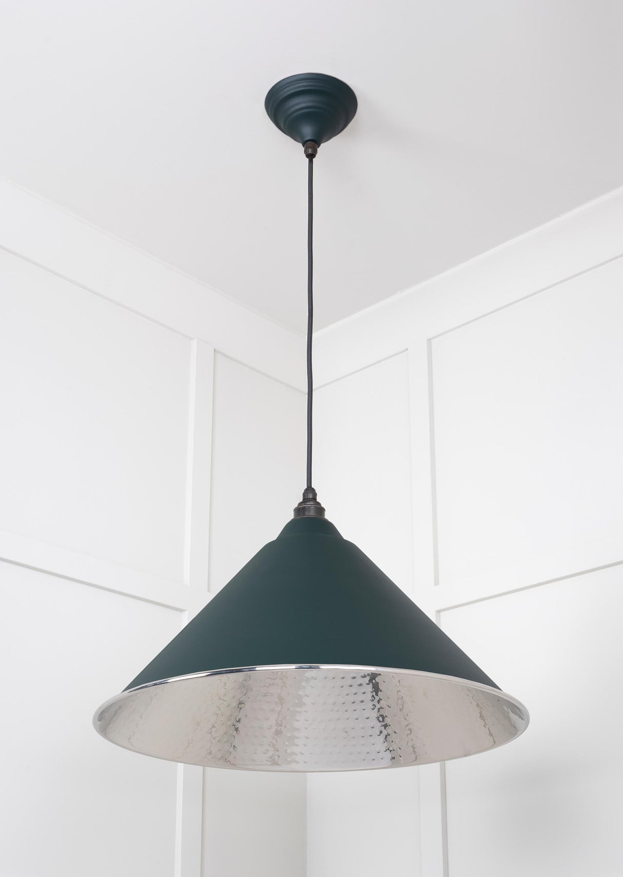 From The Anvil - Hammered Nickel Hockley Pendant in Dingle | Sku. 45433DI | Trade Door Handles.