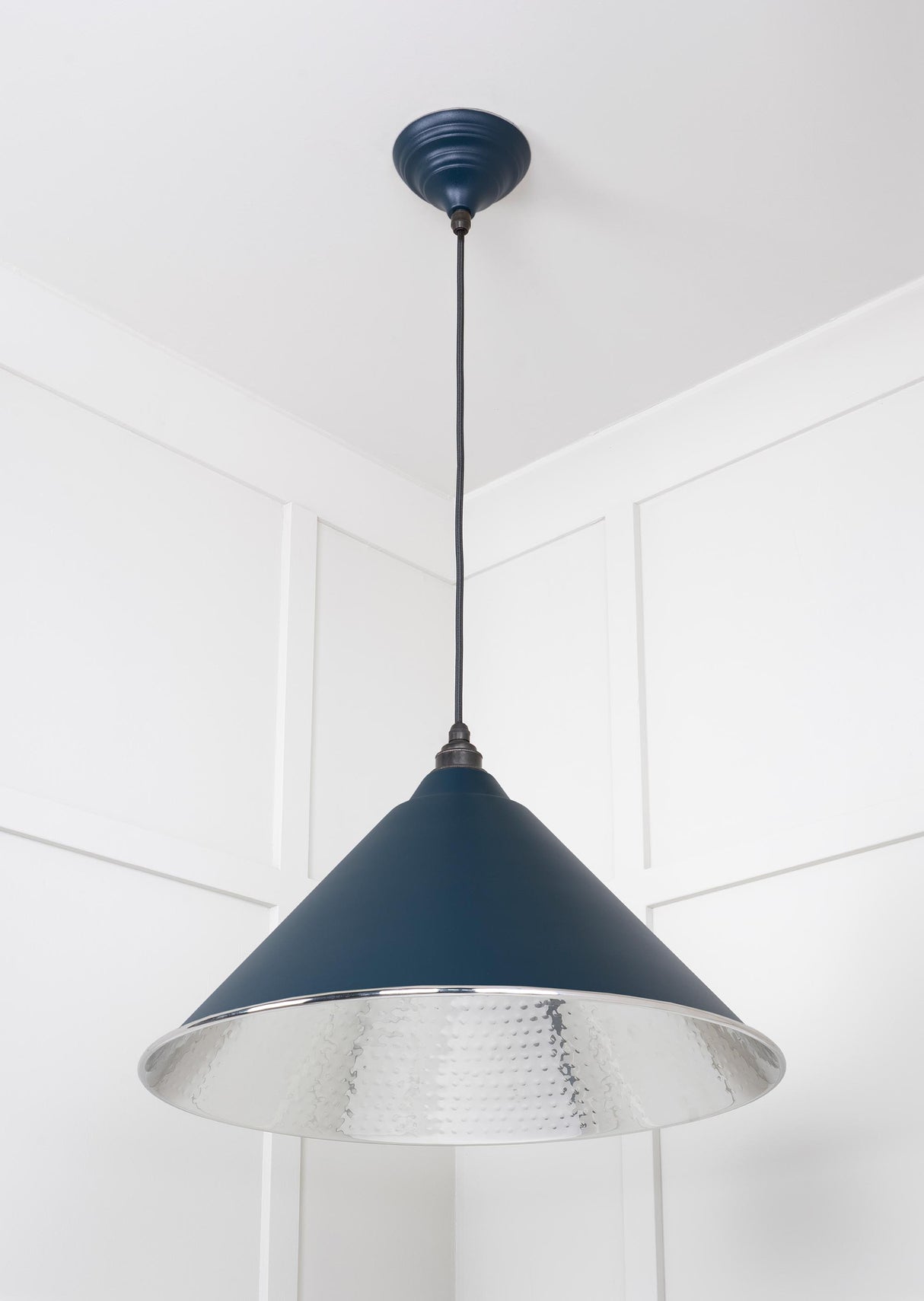 From The Anvil - Hammered Nickel Hockley Pendant in Dusk | Sku. 45433DU | Trade Door Handles.