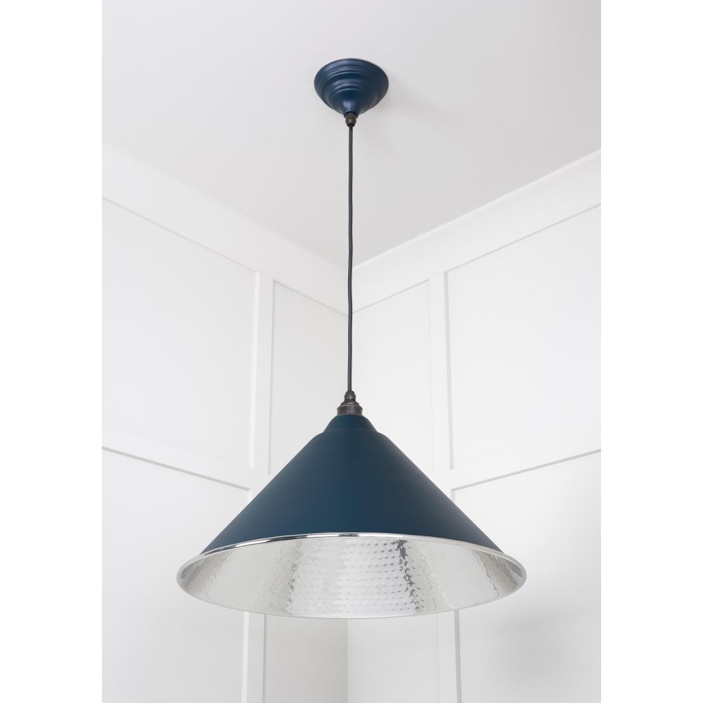 From The Anvil - Hammered Nickel Hockley Pendant in Dusk | Sku. 45433DU | Trade Door Handles.