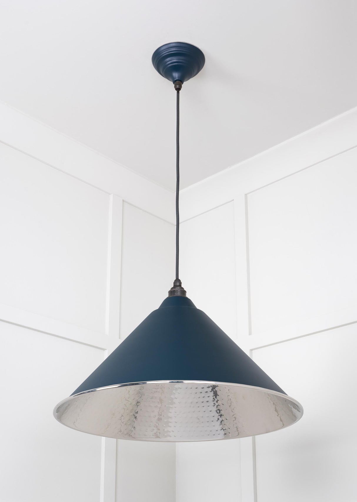 From The Anvil - Hammered Nickel Hockley Pendant in Dusk | Sku. 45433DU | Trade Door Handles.