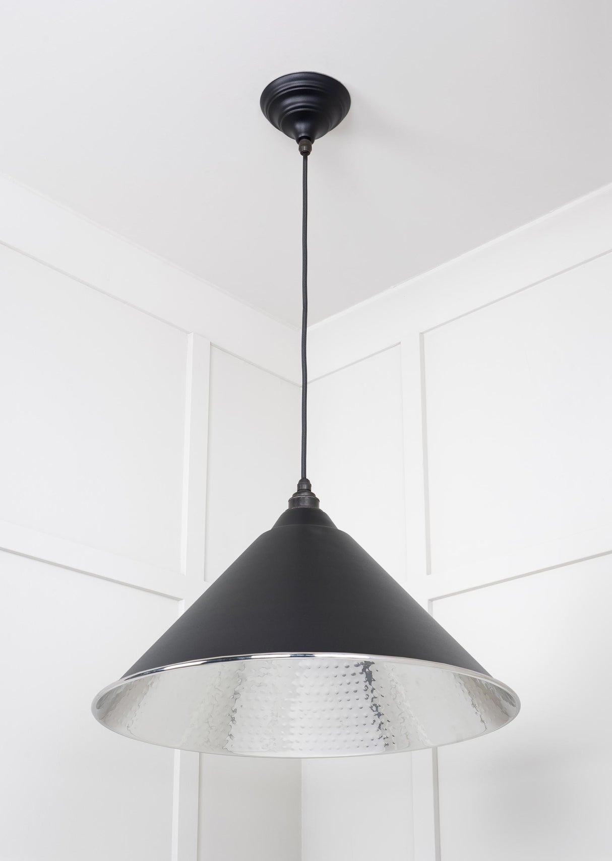 From The Anvil - Hammered Nickel Hockley Pendant in Elan Black | Sku. 45433EB | Trade Door Handles.
