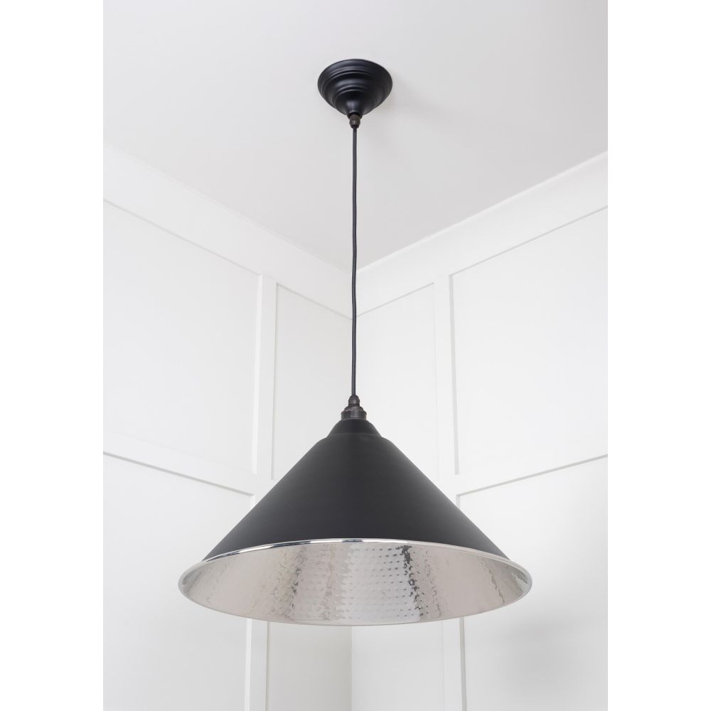From The Anvil - Hammered Nickel Hockley Pendant in Elan Black | Sku. 45433EB | Trade Door Handles.