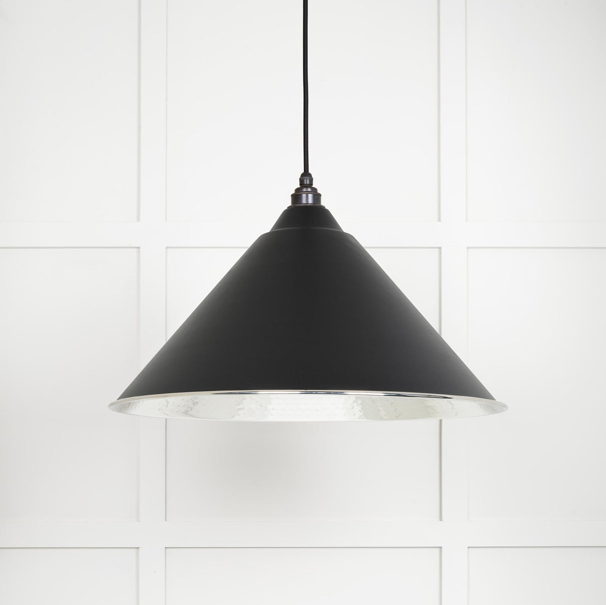 From The Anvil - Hammered Nickel Hockley Pendant in Elan Black | Sku. 45433EB | Trade Door Handles.