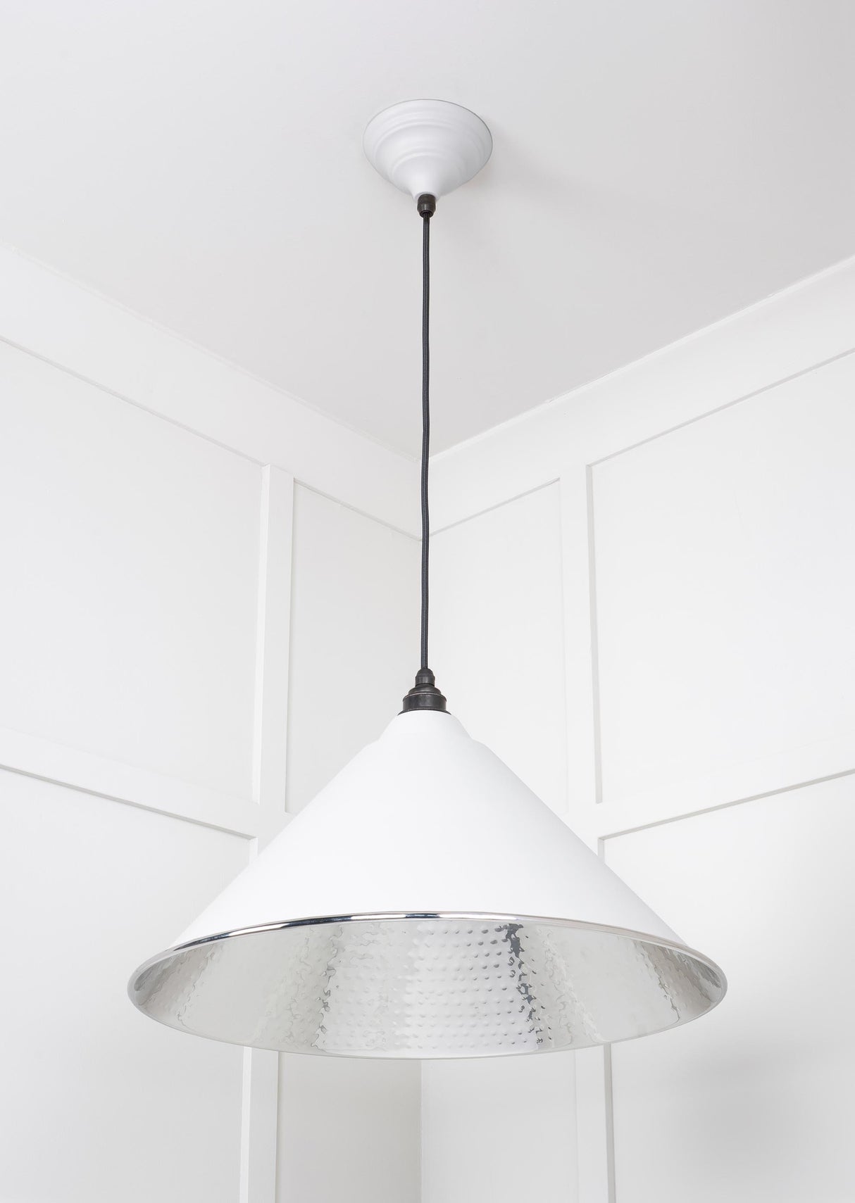 From The Anvil - Hammered Nickel Hockley Pendant in Flock | Sku. 45433F | Trade Door Handles.