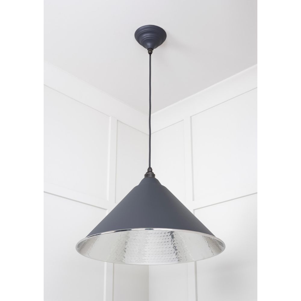 From The Anvil - Hammered Nickel Hockley Pendant in Slate | Sku. 45433SL | Trade Door Handles.