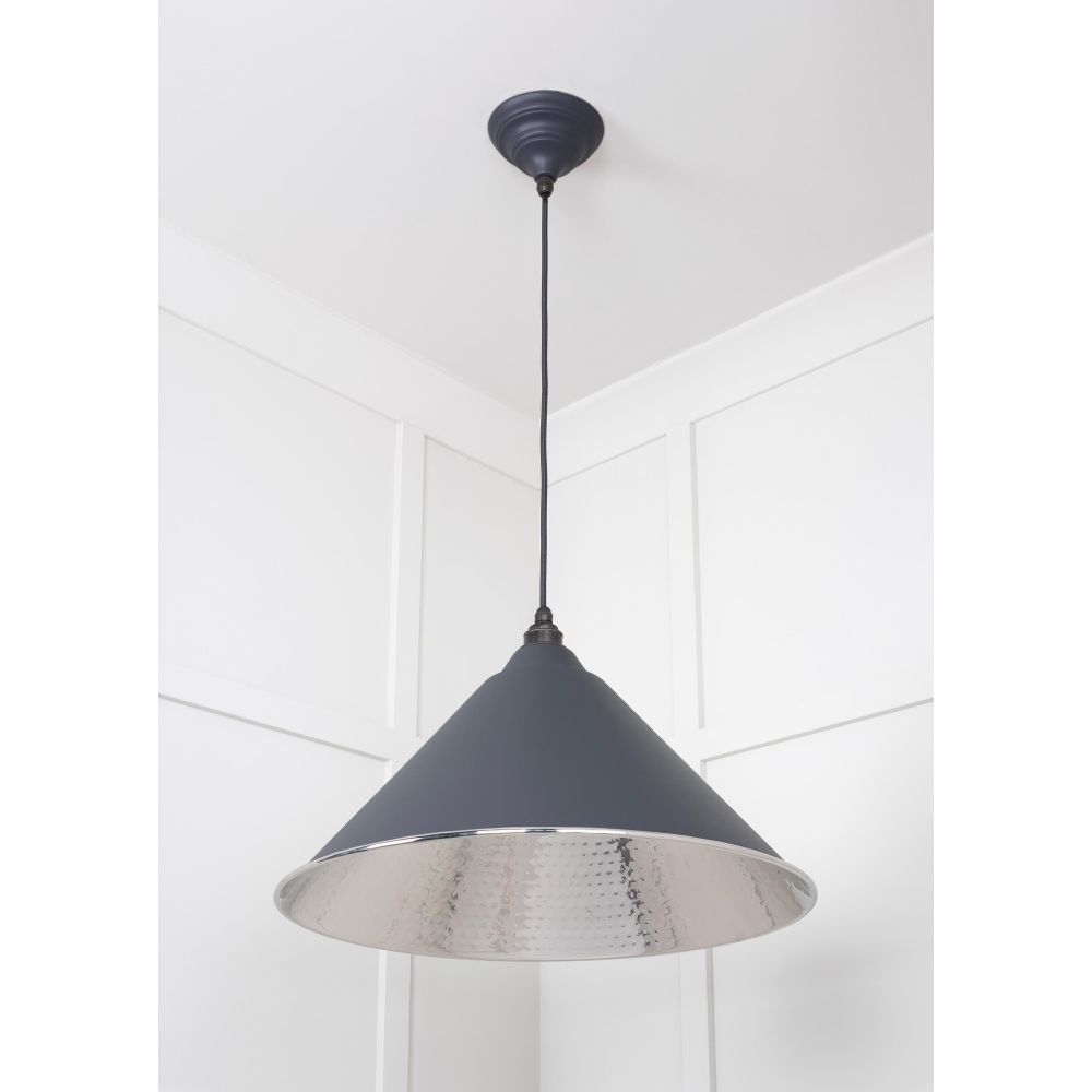 From The Anvil - Hammered Nickel Hockley Pendant in Slate | Sku. 45433SL | Trade Door Handles.
