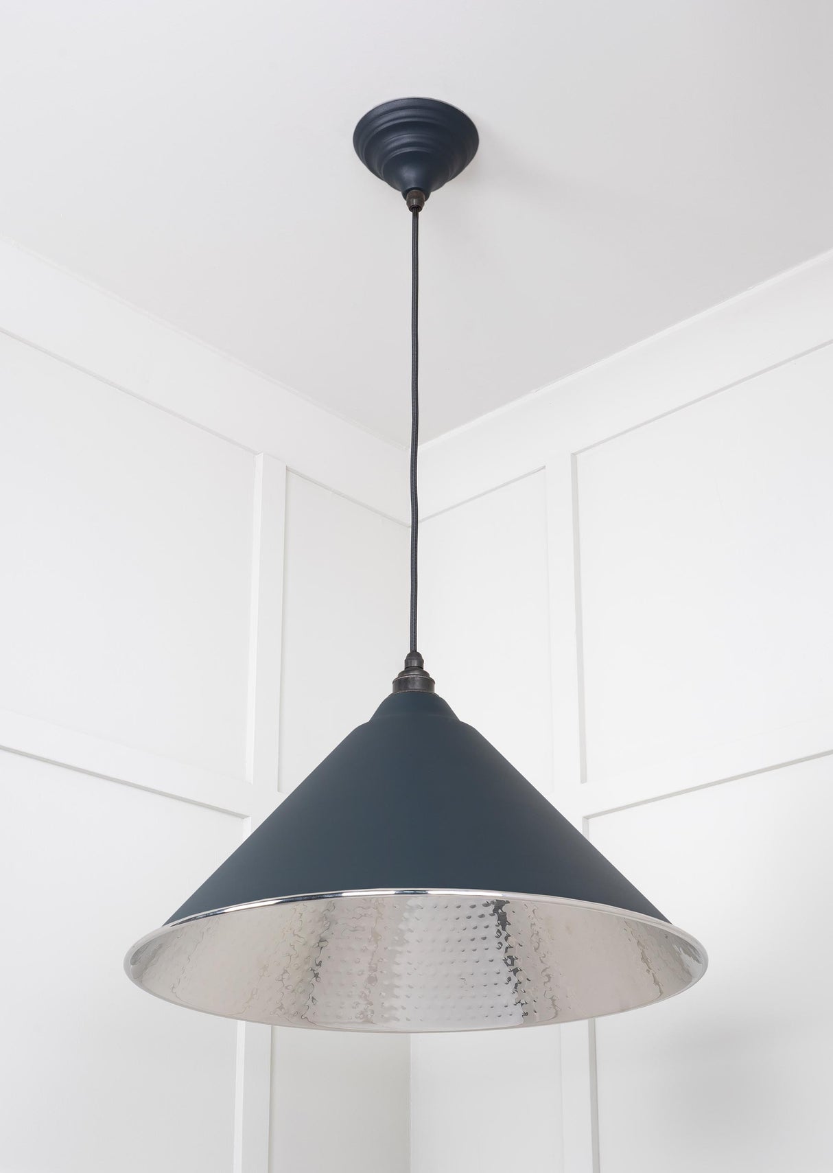 From The Anvil - Hammered Nickel Hockley Pendant in Soot | Sku. 45433SO | Trade Door Handles.