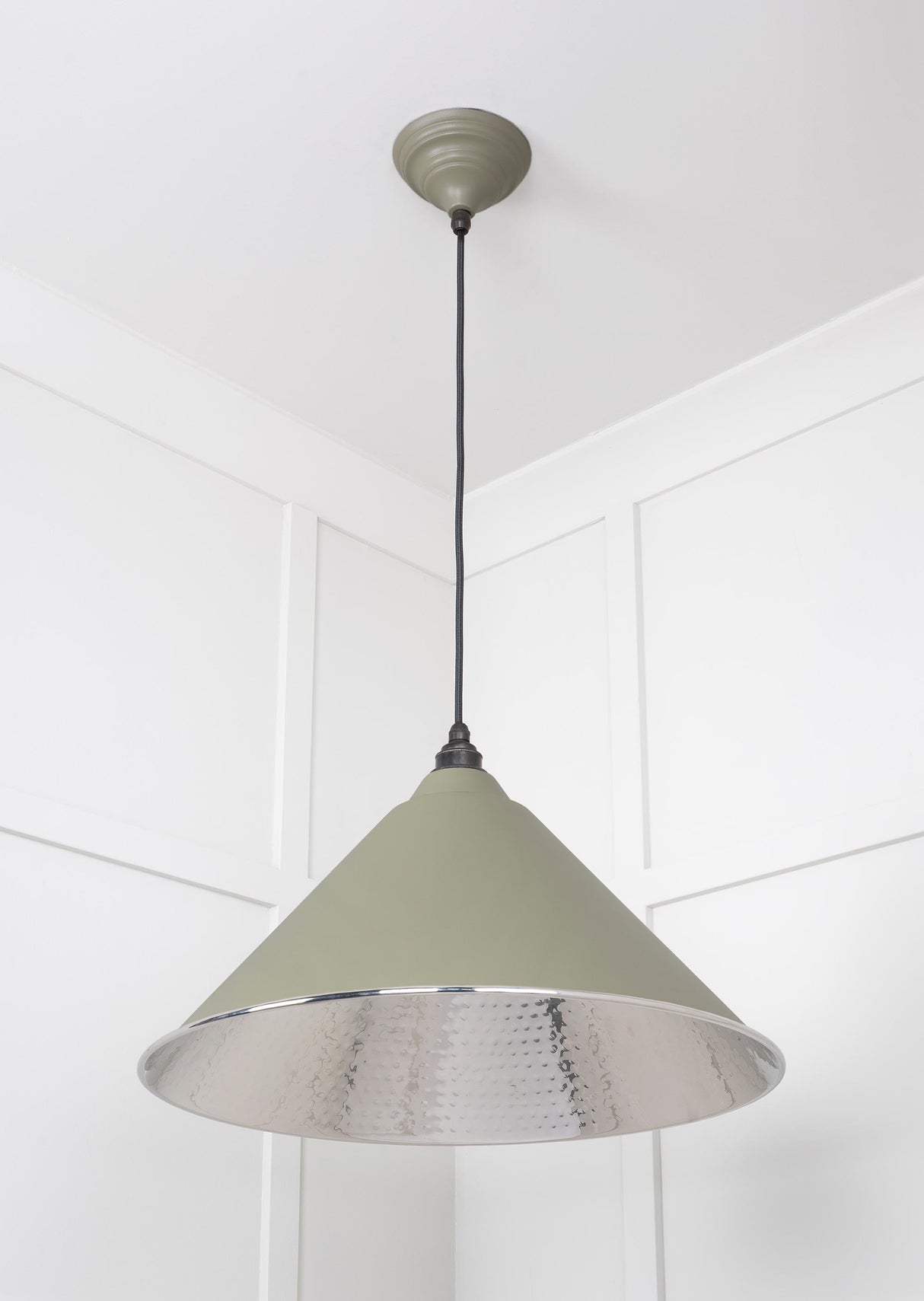 From The Anvil - Hammered Nickel Hockley Pendant in Tump | Sku. 45433TU | Trade Door Handles.