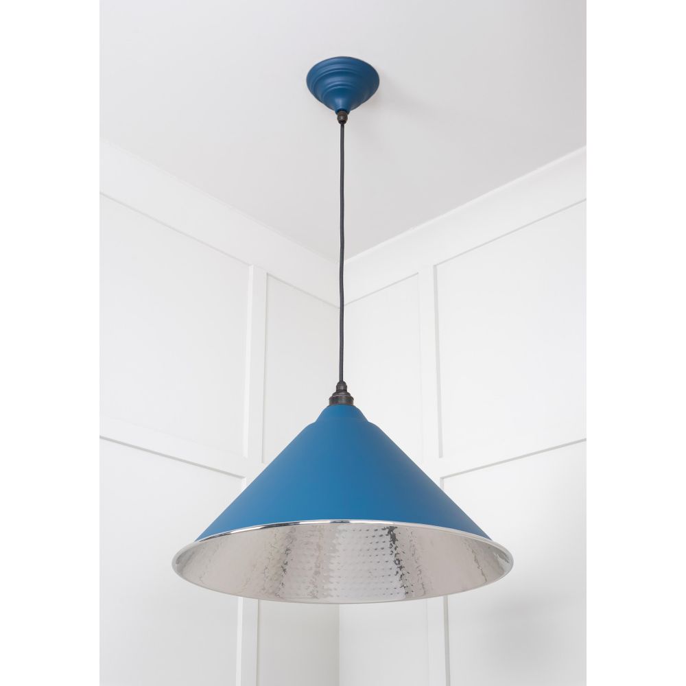 From The Anvil - Hammered Nickel Hockley Pendant in Upstream | Sku. 45433U | Trade Door Handles.