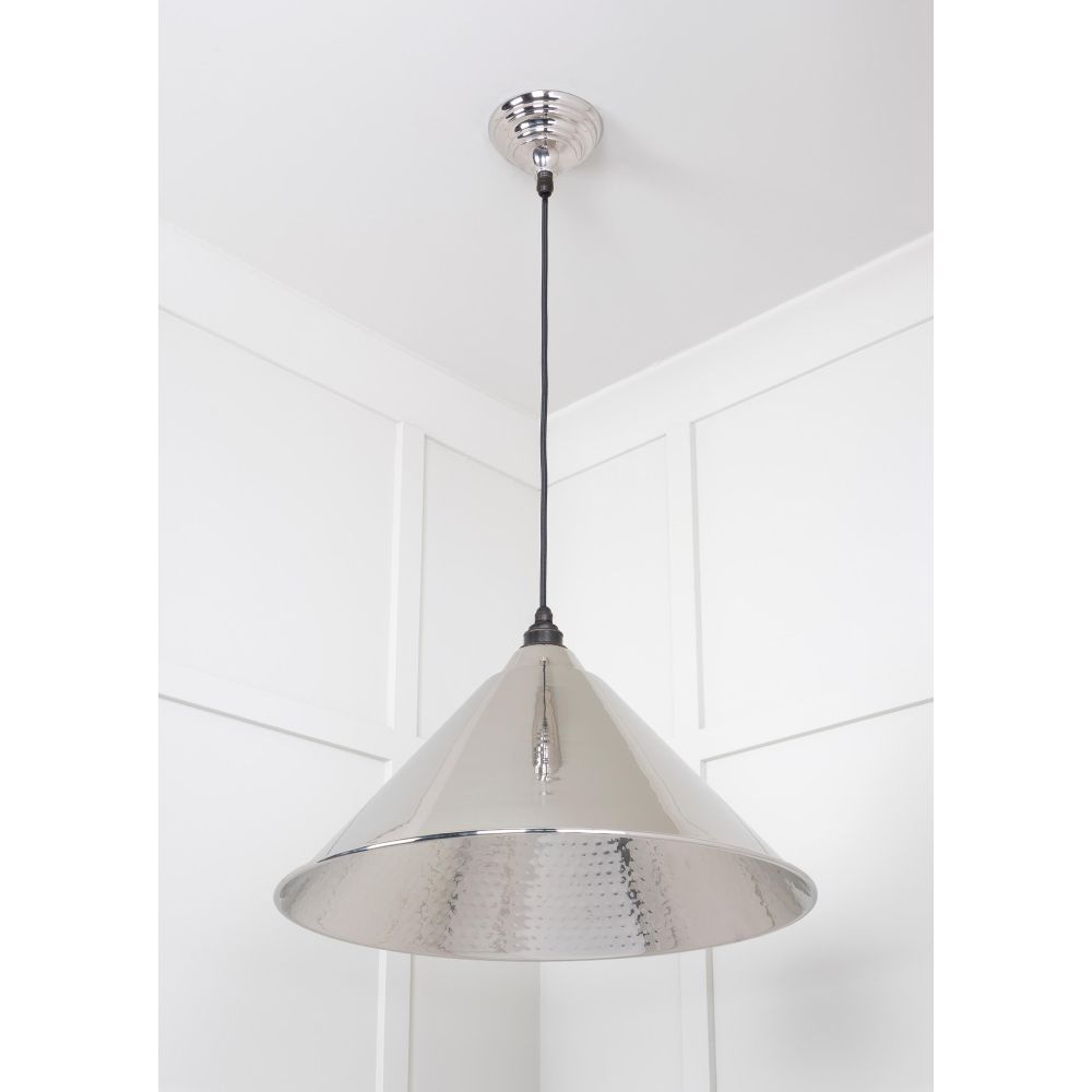 From The Anvil - Hammered Nickel Hockley Pendant | Sku. 45433 | Trade Door Handles.