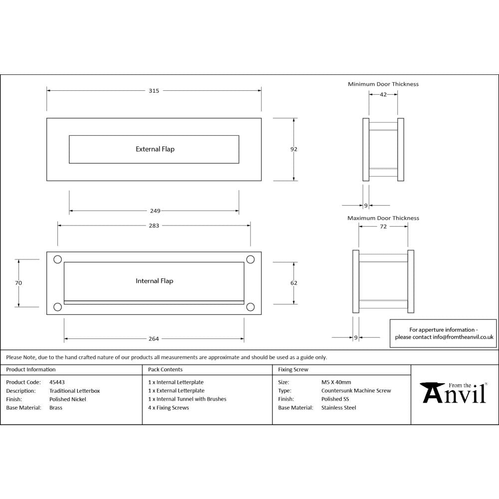 From The Anvil - Polished Nickel Traditional Letterbox | Sku. 45443 | Trade Door Handles.