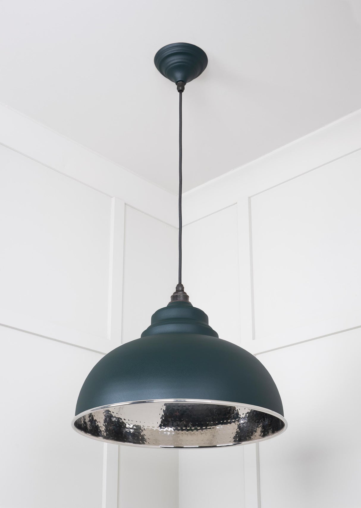 From The Anvil - Hammered Nickel Harborne Pendant in Dingle | Sku. 45472DI | Trade Door Handles.