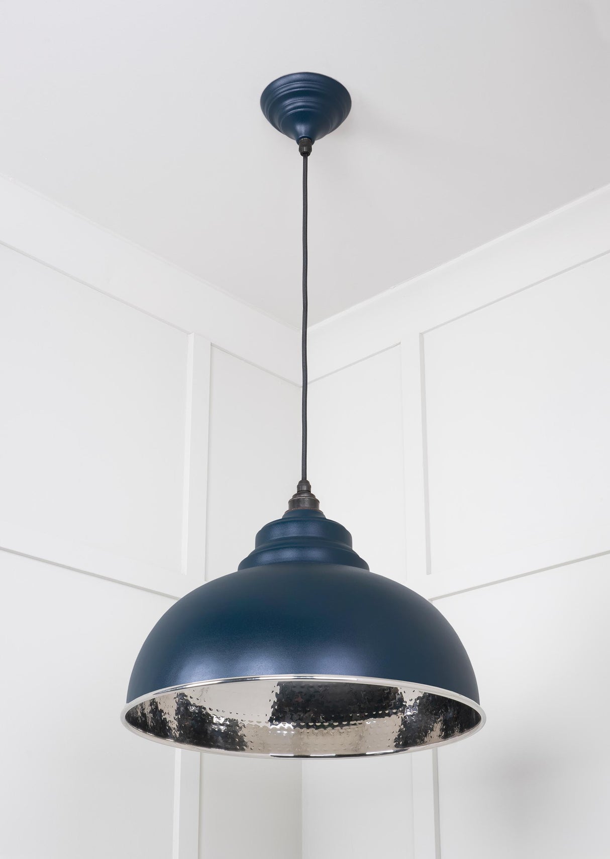 From The Anvil - Hammered Nickel Harborne Pendant in Dusk | Sku. 45472DU | Trade Door Handles.