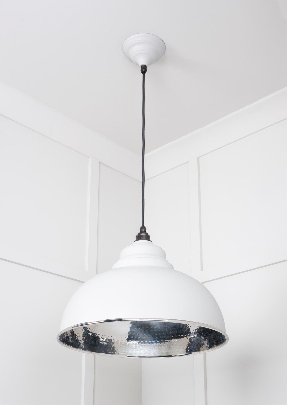 From The Anvil - Hammered Nickel Harborne Pendant in Flock | Sku. 45472F | Trade Door Handles.