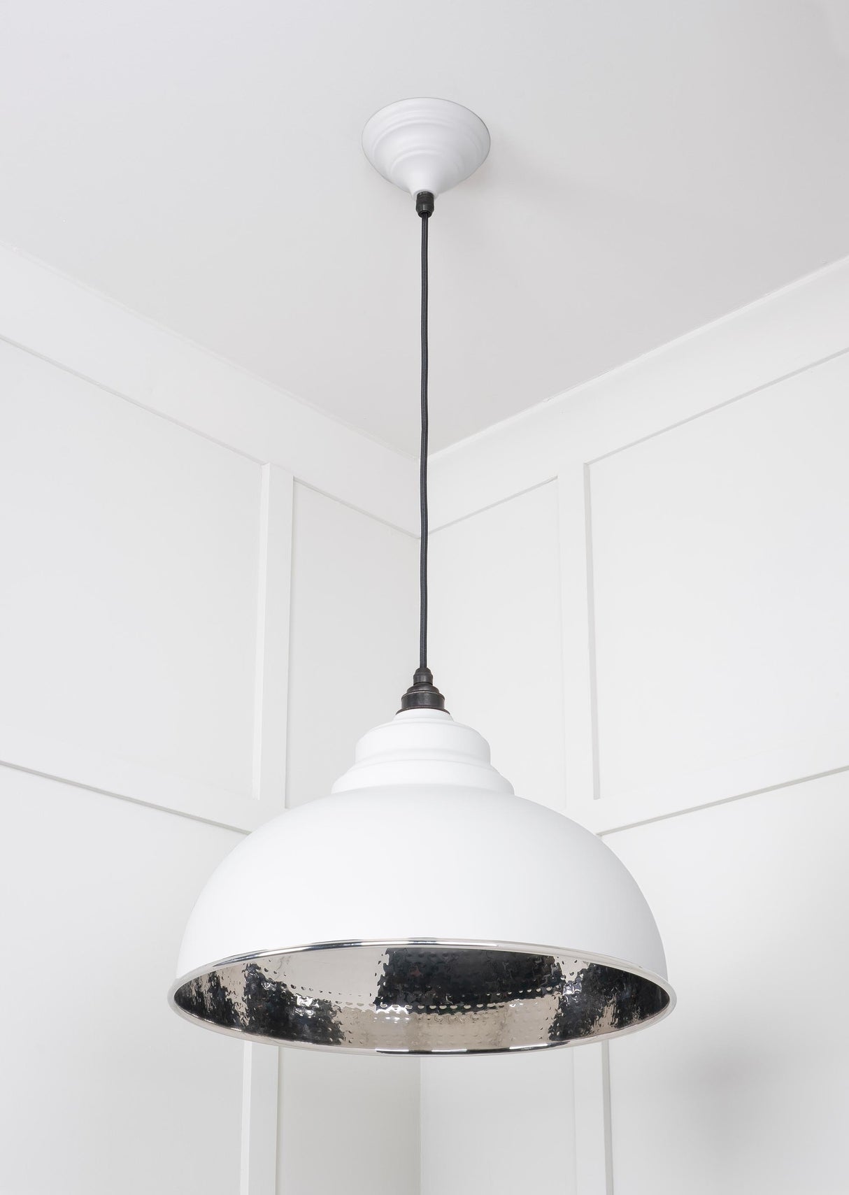 From The Anvil - Hammered Nickel Harborne Pendant in Flock | Sku. 45472F | Trade Door Handles.