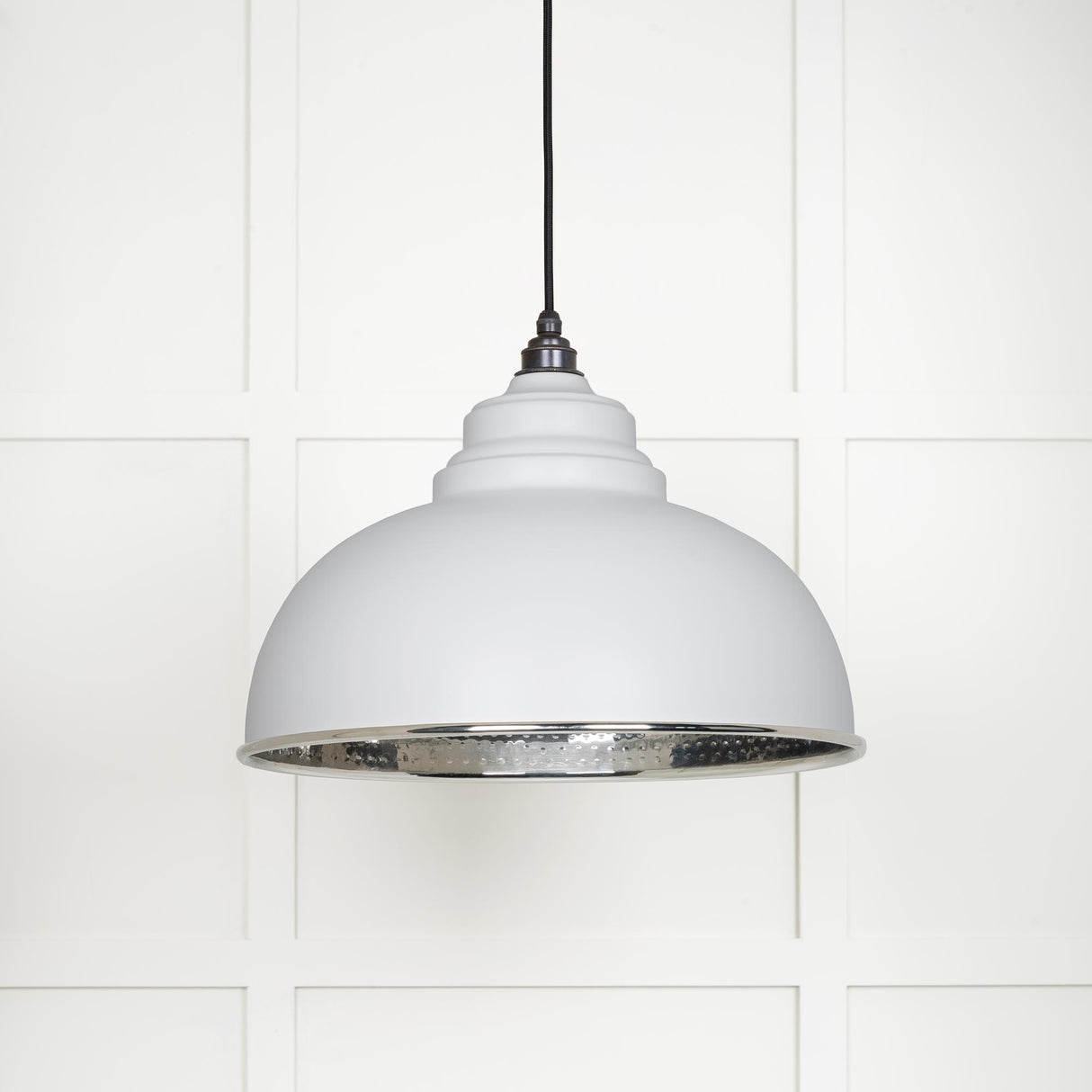 From The Anvil - Hammered Nickel Harborne Pendant in Flock | Sku. 45472F | Trade Door Handles.