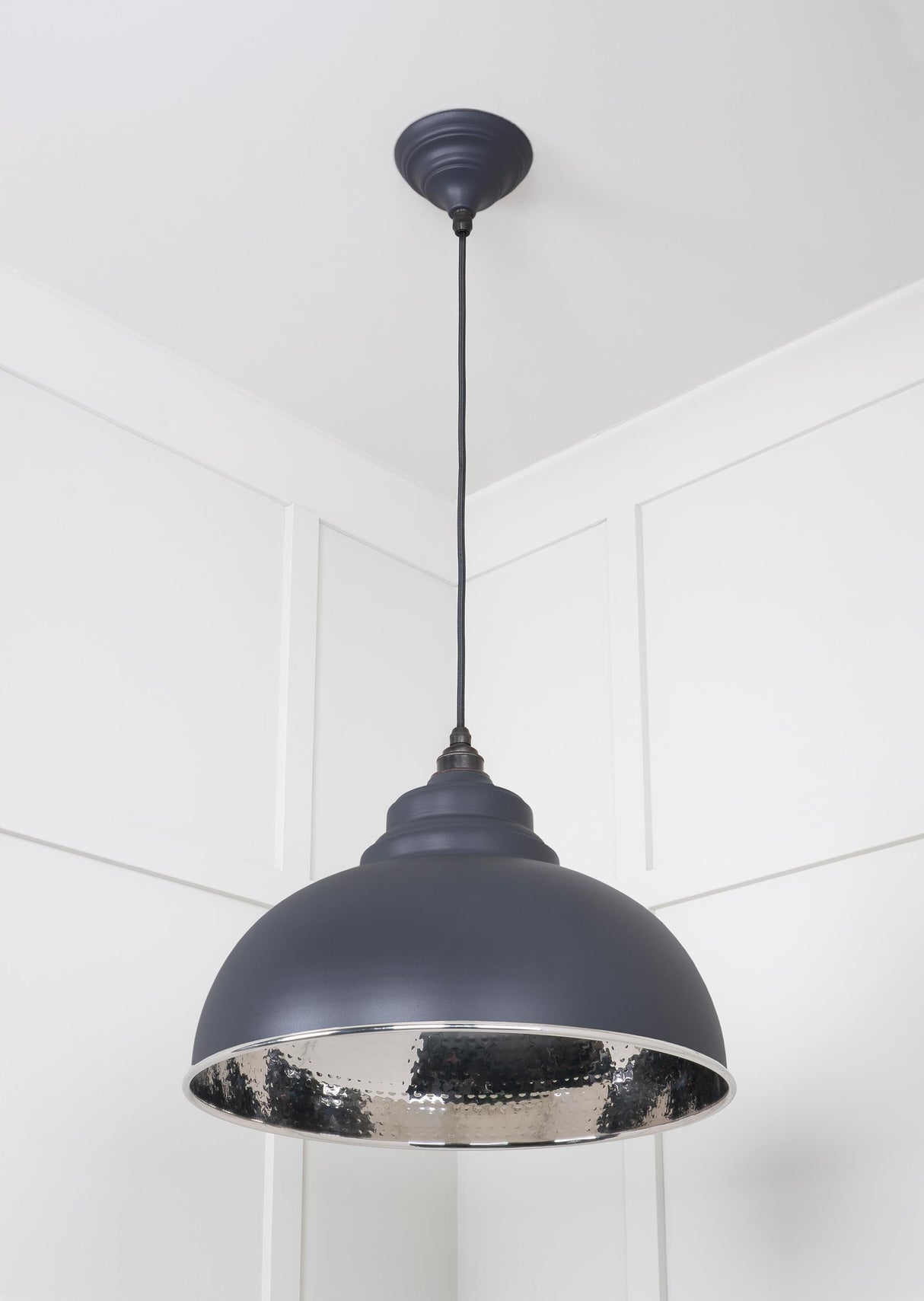 From The Anvil - Hammered Nickel Harborne Pendant in Slate | Sku. 45472SL | Trade Door Handles.