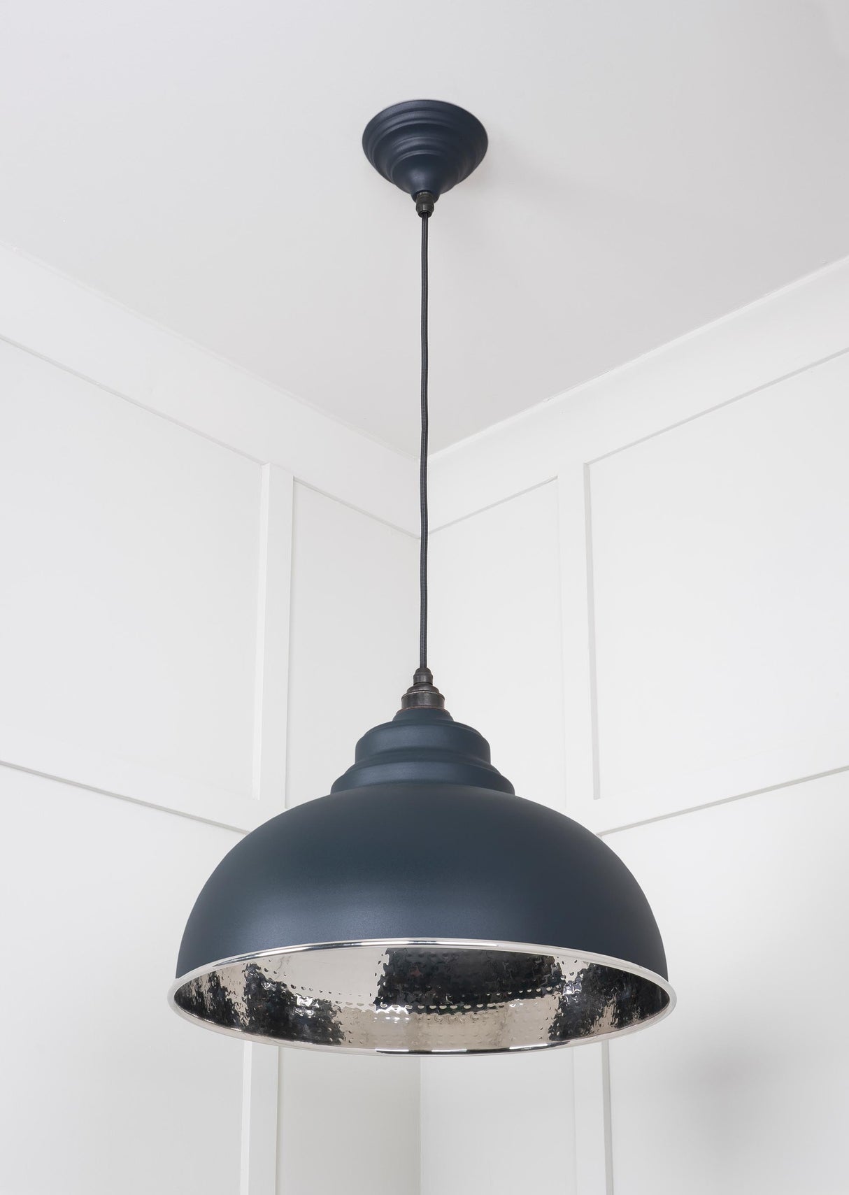 From The Anvil - Hammered Nickel Harborne Pendant in Soot | Sku. 45472SO | Trade Door Handles.