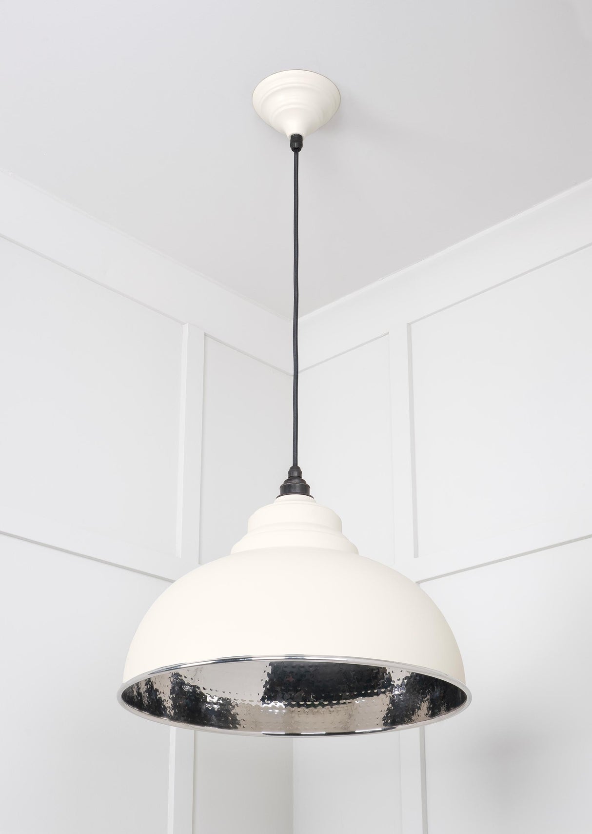 From The Anvil - Hammered Nickel Harborne Pendant in Teasel | Sku. 45472TE | Trade Door Handles.