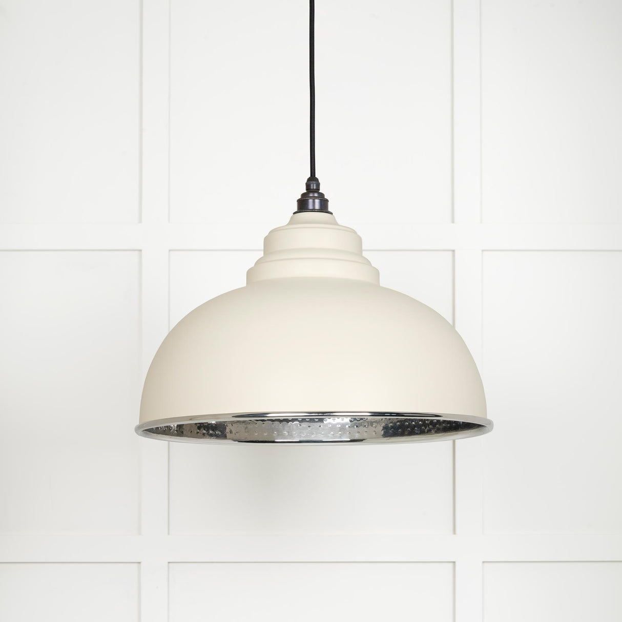 From The Anvil - Hammered Nickel Harborne Pendant in Teasel | Sku. 45472TE | Trade Door Handles.