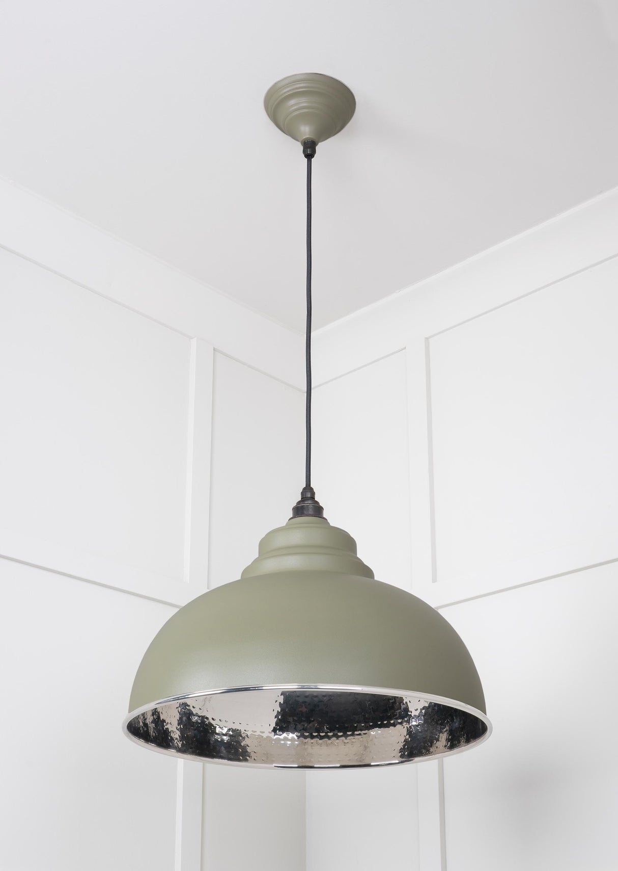 From The Anvil - Hammered Nickel Harborne Pendant in Tump | Sku. 45472TU | Trade Door Handles.