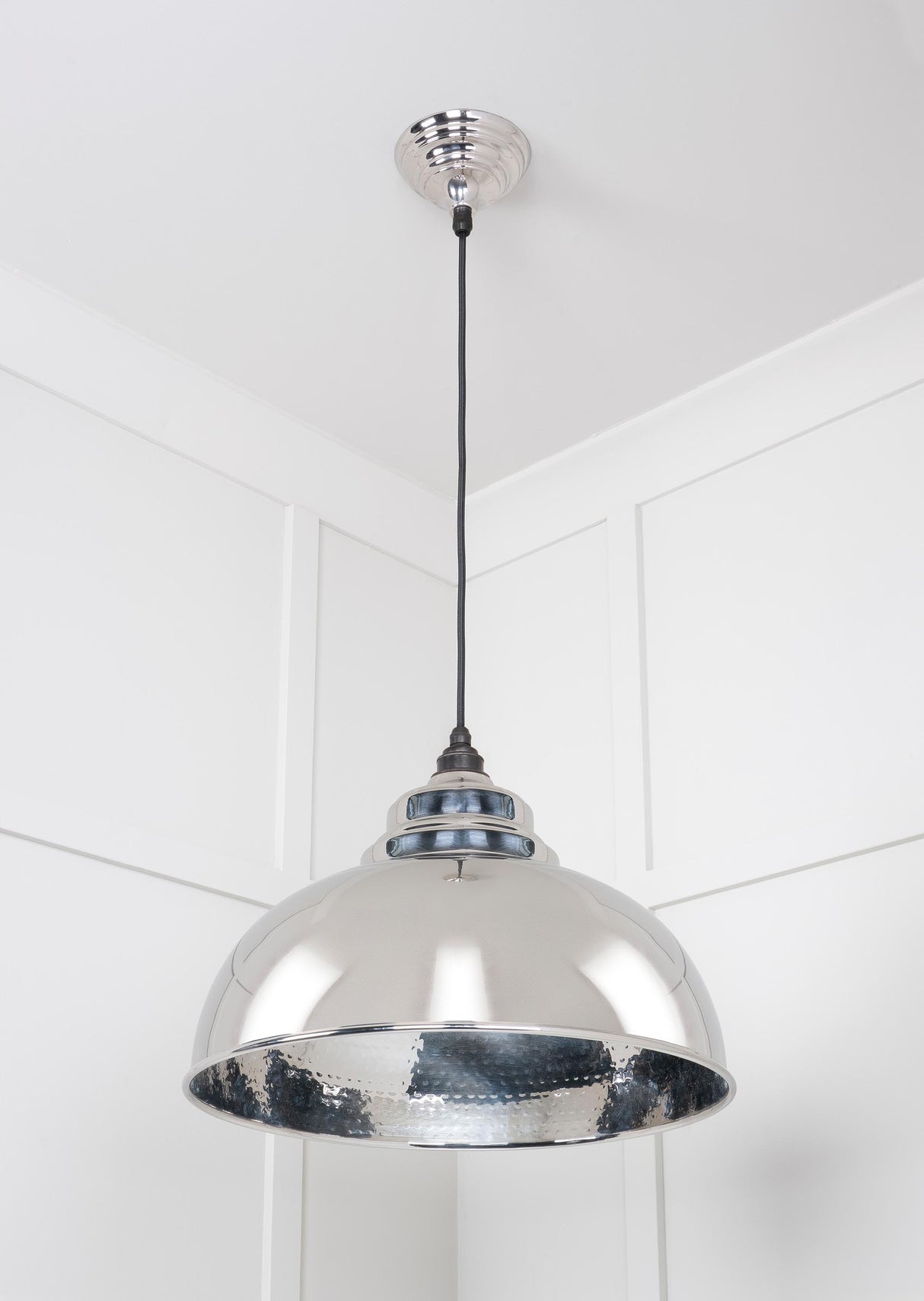 From The Anvil - Hammered Nickel Harborne Pendant | Sku. 45472 | Trade Door Handles.
