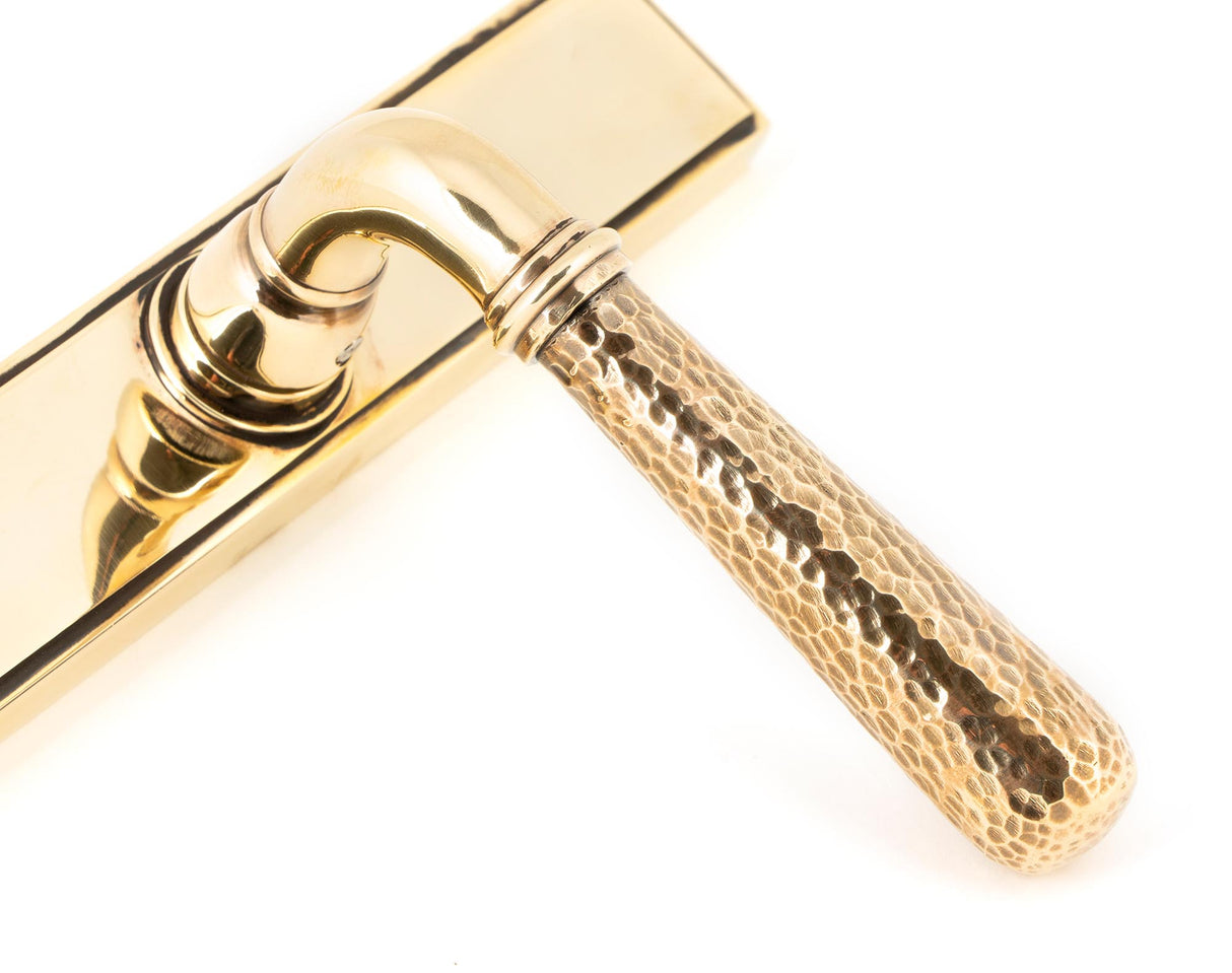 From The Anvil - Aged Brass Hammered Newbury Slimline Espag. Lock Set | Sku. 45498 | Trade Door Handles.