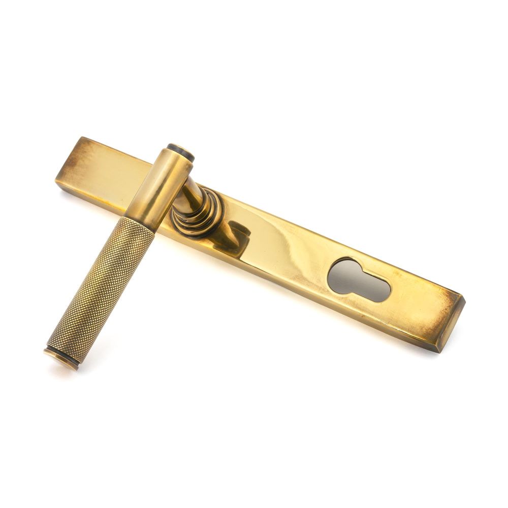 From The Anvil - Aged Brass Brompton Slimline Lever Espag. Lock Set | Sku. 45499 | Trade Door Handles.