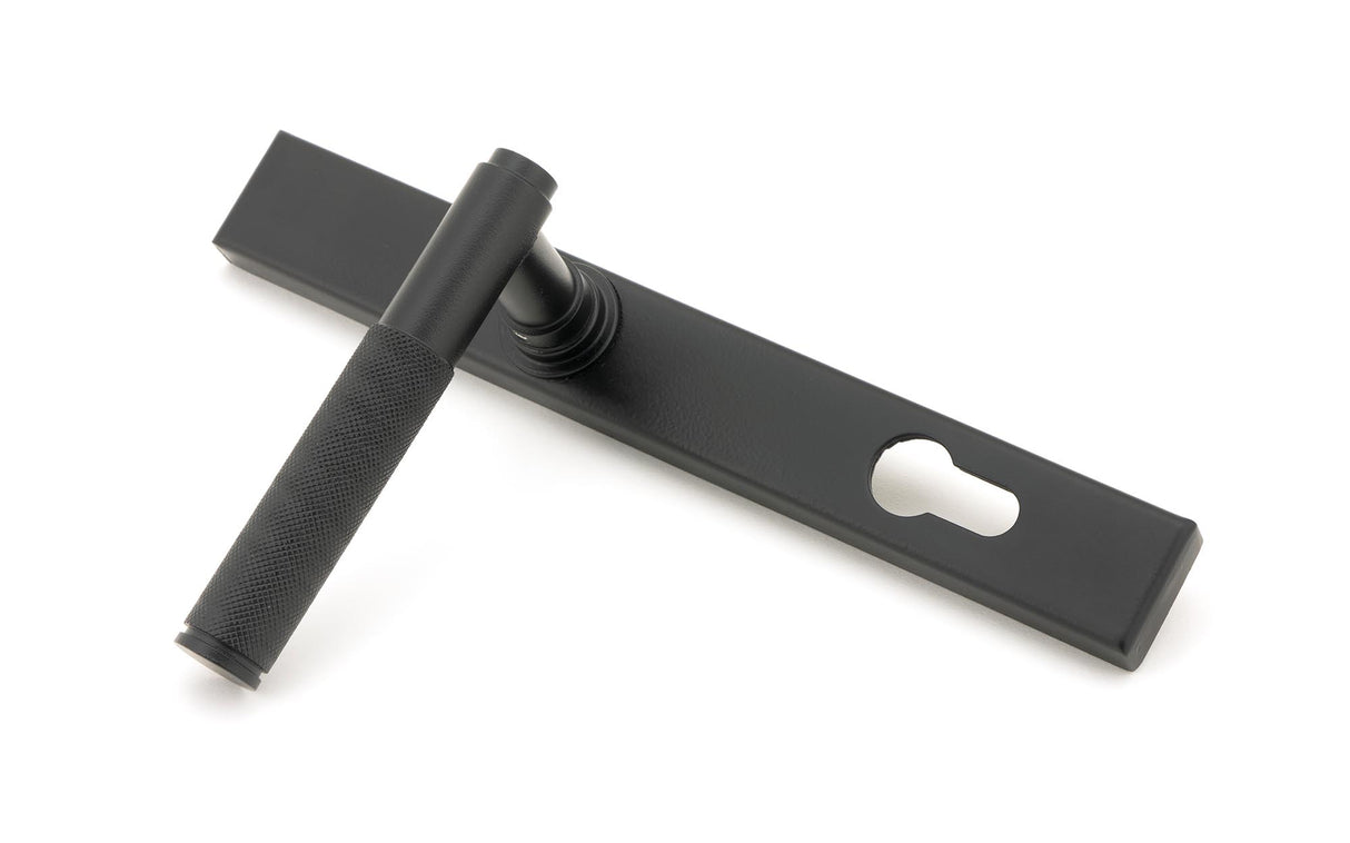 From The Anvil - Matt Black Brompton Slimline Lever Espag. Lock Set | Sku. 45528 | Trade Door Handles.