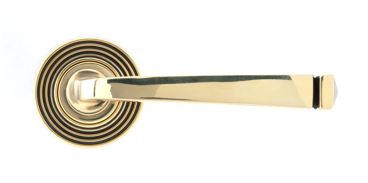From The Anvil - Aged Brass Avon Round Lever on Rose Set (Beehive) | Sku. 45613 | Trade Door Handles.