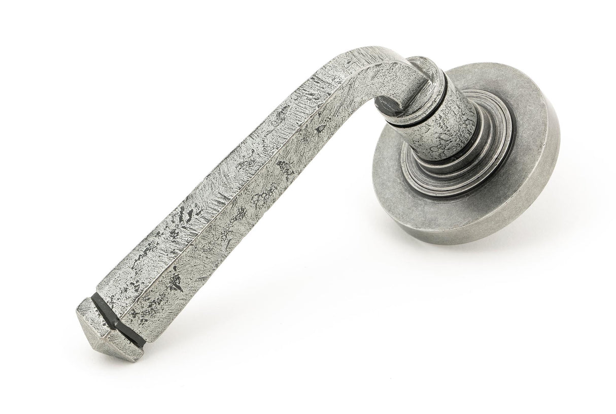 From The Anvil - Pewter Avon Round Lever on Rose Set (Plain) | Sku. 45631 | Trade Door Handles.