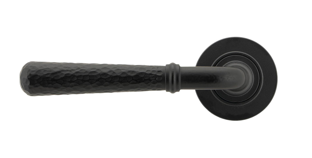 From The Anvil - Matt Black Hammered Newbury Lever on Rose Set (Plain) | Sku. 45651 | Trade Door Handles.