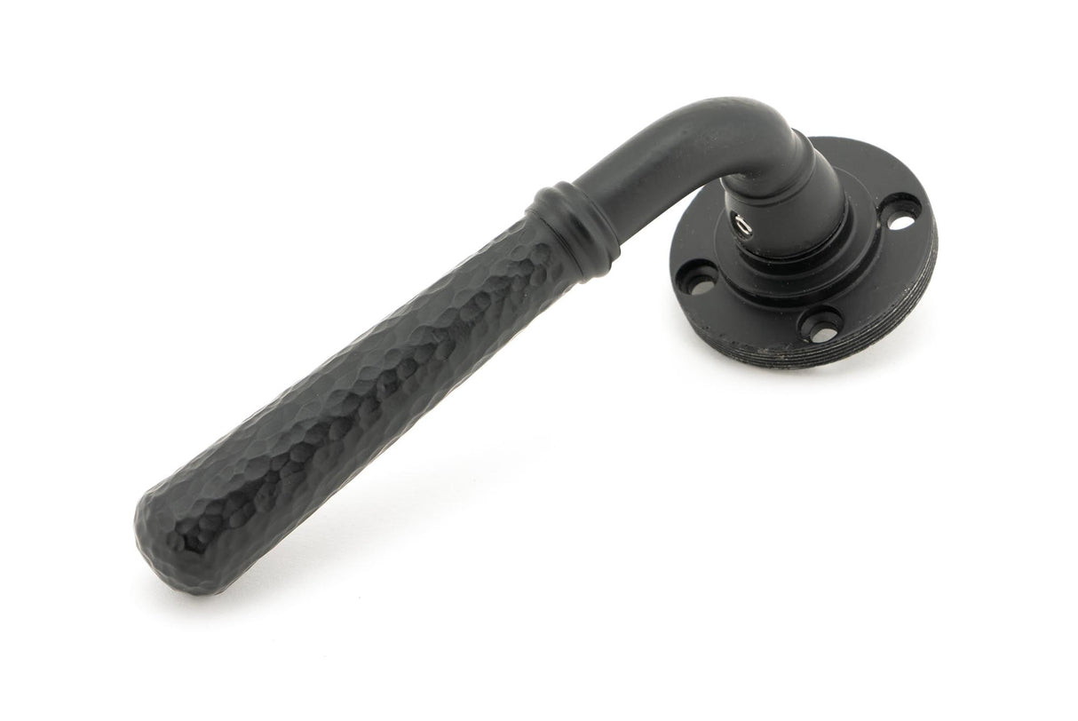 From The Anvil - Matt Black Hammered Newbury Lever on Rose Set (Plain) | Sku. 45651 | Trade Door Handles.