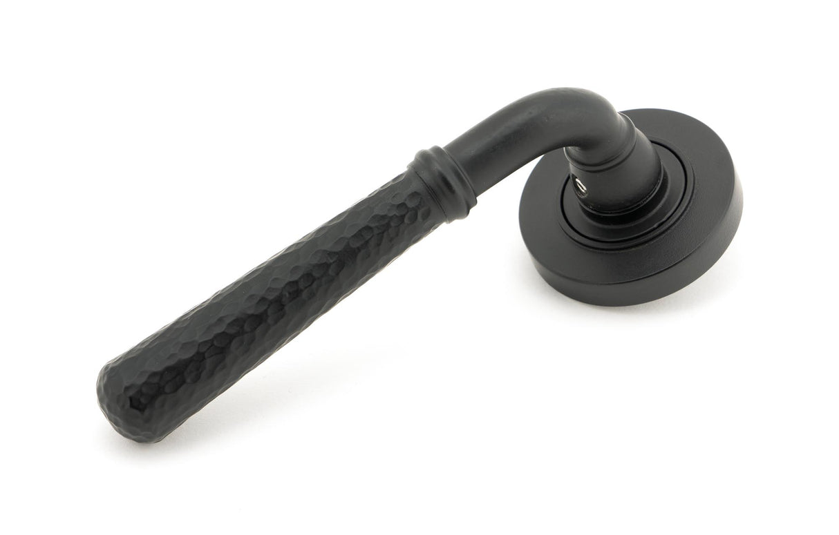 From The Anvil - Matt Black Hammered Newbury Lever on Rose Set (Plain) | Sku. 45651 | Trade Door Handles.