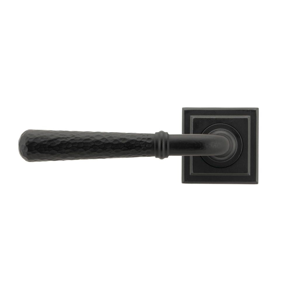 From The Anvil - Matt Black Hammered Newbury Lever on Rose Set (Square) | Sku. 45654 | Trade Door Handles.