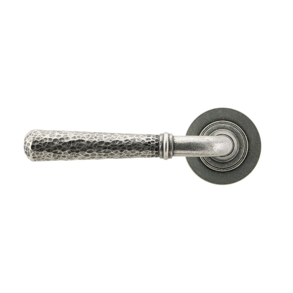 From The Anvil - Pewter Hammered Newbury Lever on Rose Set (Plain) | Sku. 45655 | Trade Door Handles.