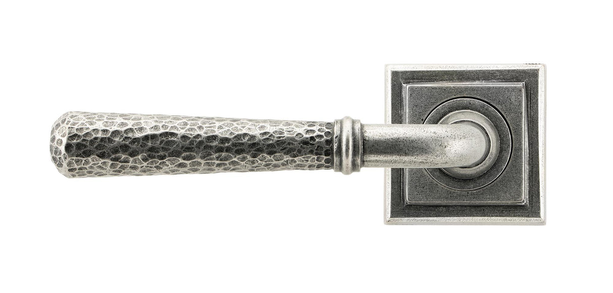 From The Anvil - Pewter Hammered Newbury Lever on Rose Set (Square) | Sku. 45658 | Trade Door Handles.