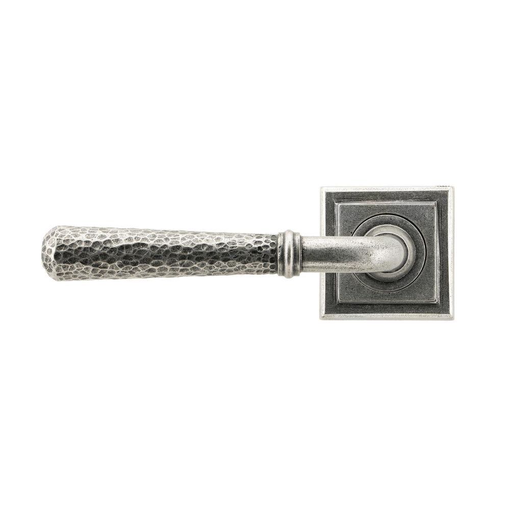 From The Anvil - Pewter Hammered Newbury Lever on Rose Set (Square) | Sku. 45658 | Trade Door Handles.