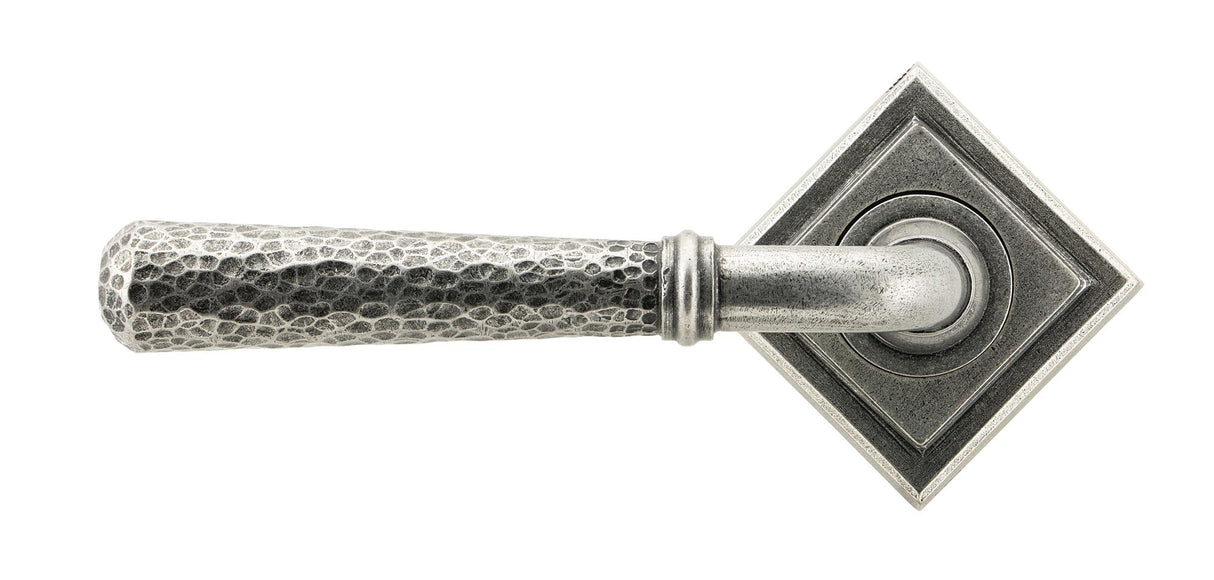 From The Anvil - Pewter Hammered Newbury Lever on Rose Set (Square) | Sku. 45658 | Trade Door Handles.