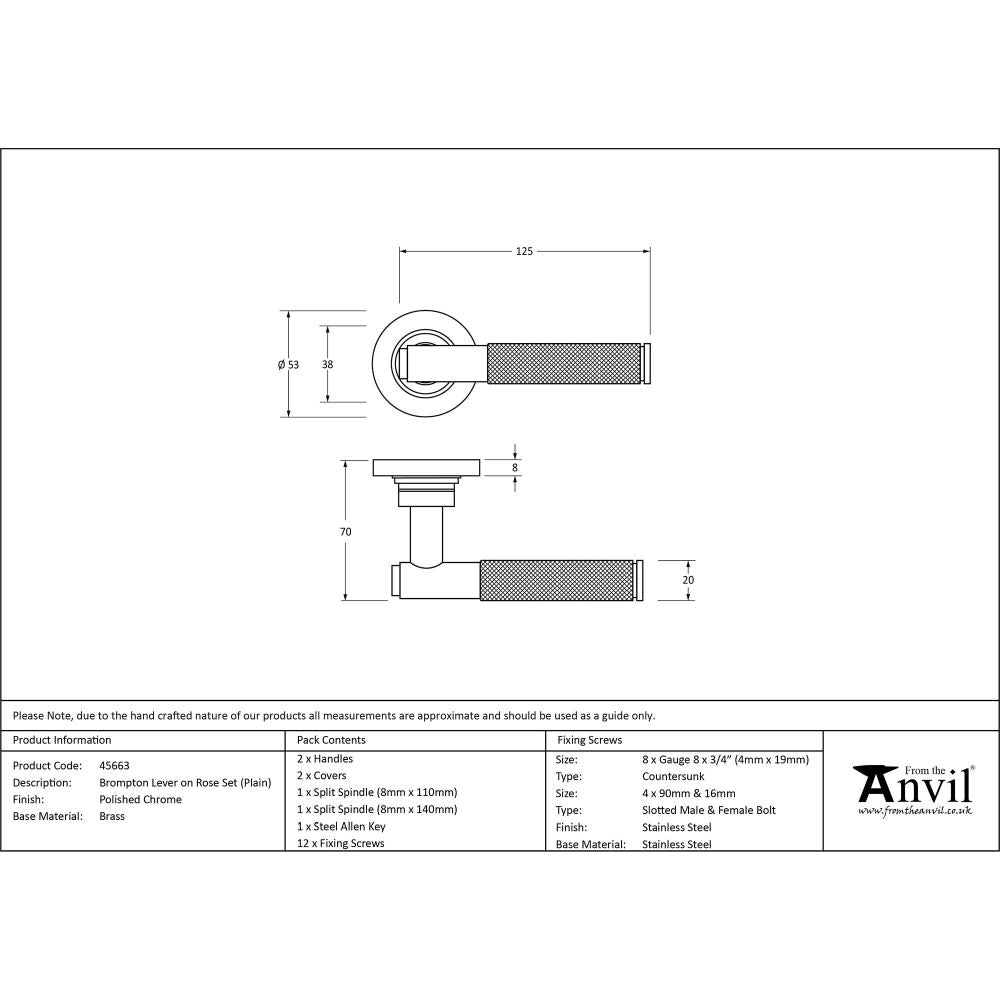 From The Anvil - Polished Chrome Brompton Lever on Rose Set (Plain) | Sku. 45663 | Trade Door Handles.