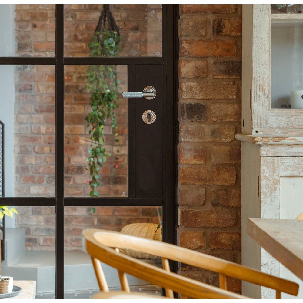 From The Anvil - Polished Chrome Brompton Lever on Rose Set (Art Deco) | Sku. 45664 | Trade Door Handles.